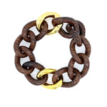 gold plated dark wood link bracelet 