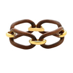 gold plated large link wood bracelet 