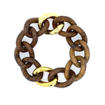 gold plated light wood link bracelet