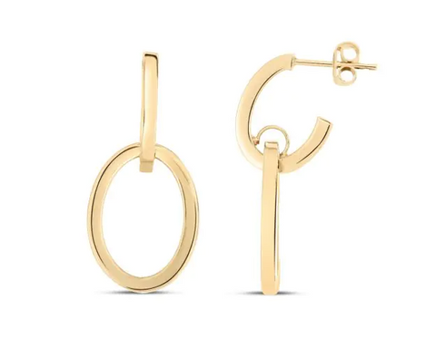 14K Gold Interlocking Drop Hoops