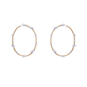 14k Yellow Gold Scattered Diamond Stud Hoops