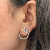 14K White Gold Diamond Flower Studs