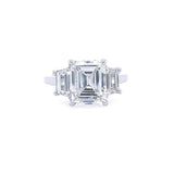 Platinum Emerald Cut Diamond with Trapezoid Side Stones