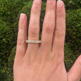 18K Yellow Gold Diamond Alternating Baguette and Round Band