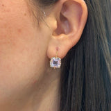 18K Yellow Gold Lavender Cushion Cut Amethyst Earrings