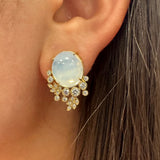 18K Yellow Gold Moon Quartz and Diamond Earrings