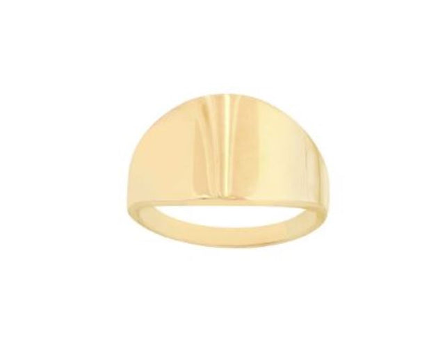 14K Yellow Gold Wide Band Signet Ring