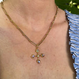 Moonstone Diamond Cross Pendant