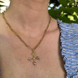 Moonstone Diamond Cross Pendant