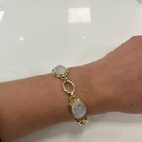 14K Yellow Gold & Oval Moonstone Bracelet