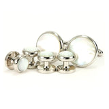 white mother of pearl cufflinks and studs
