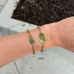 Two 14K gold chain bracelets with engravable 14K gold plates
