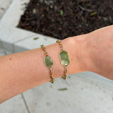 Two 14K gold chain bracelets with engravable 14K gold plates

