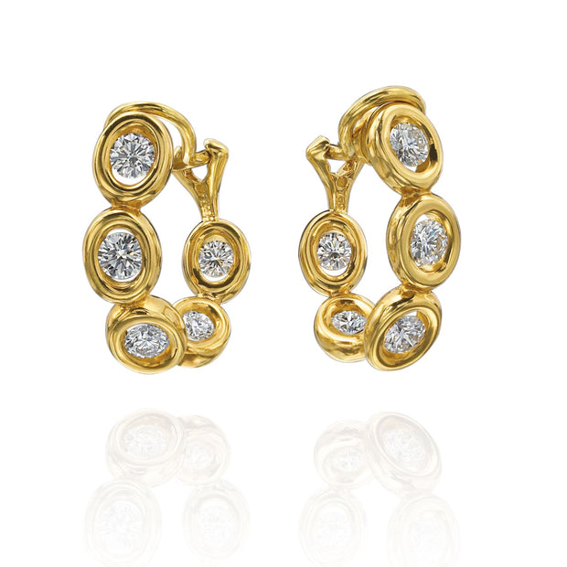 Gumuchain 18K Yellow Gold and Diamond Oasis Curve Earrings