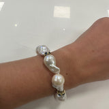 14K YG Baroque Pearl Bracelet with Sapphire Rondels