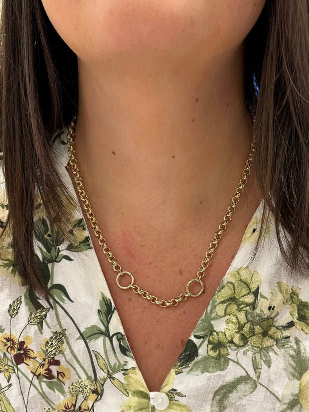 14k Yellow Gold Adjustable Chain Link Necklace with Jump Rings