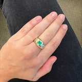 18K Yellow Gold Emerald and Diamond Ring