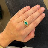 Estate 18K Yellow Gold Emerald and Diamond Ring