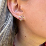 Temple St. Clair 18K Yellow Gold Pink Sapphire and Diamond Studs