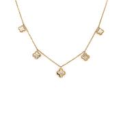 14k Yellow Gold Flower Drop Necklace