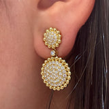 18K Yellow Gold and Diamond Drop Earrings