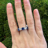 JB Star Cushion Cut Sapphire and Diamond Band