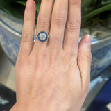Platinum Art Deco Diamond Bullseye Sapphire Ring