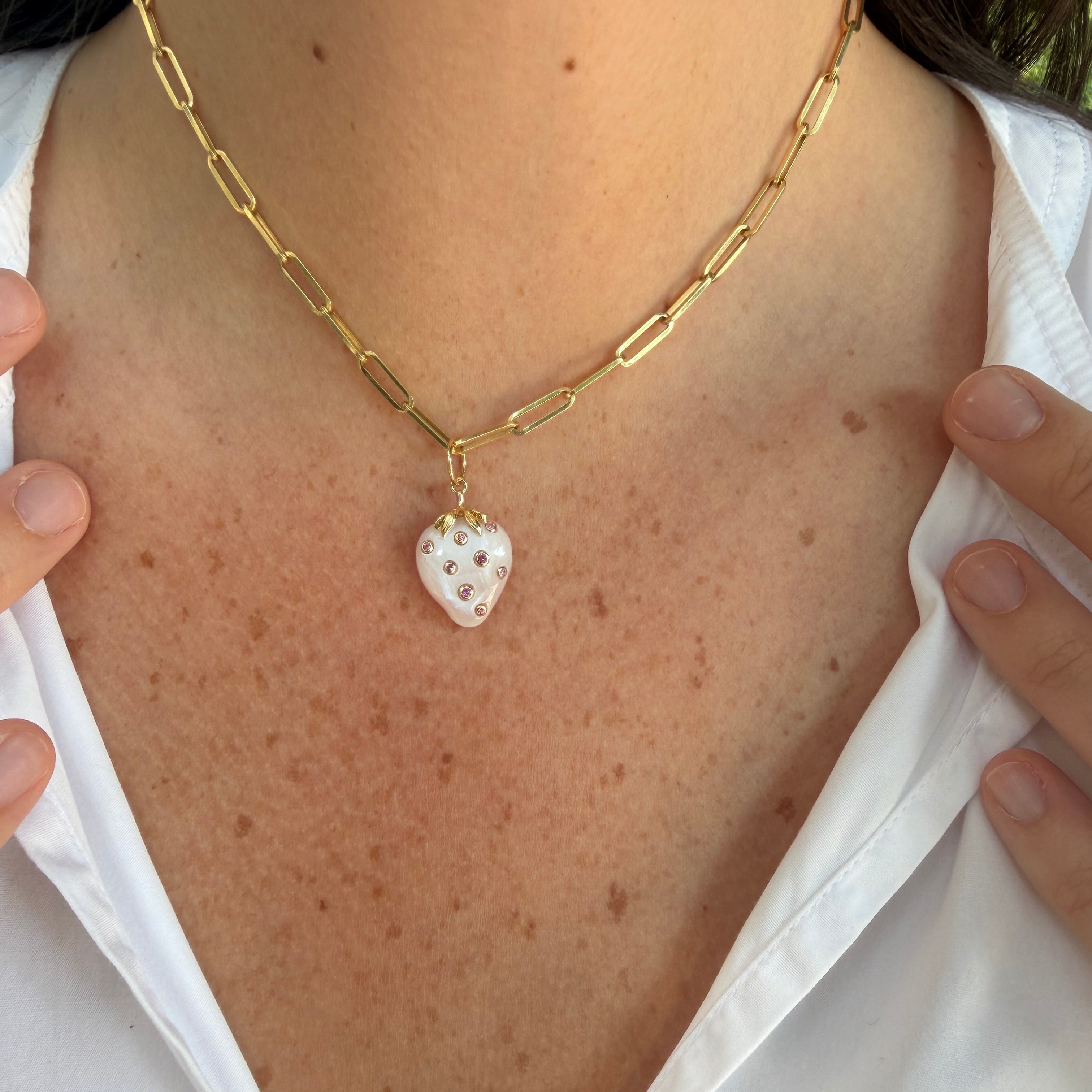 strawberry_mother_of_pearl_pendant_on_neck