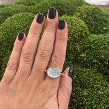 18K Yellow Gold Swivel Ring with Moon Quartz and Diamonds