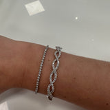 14k White Gold Diamond Twist Bangle