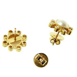 Elizabeth Locke 19K Yellow Gold Akoya Pearl and Diamond Stud Earrings