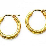 Elizabeth Locke 19K Yellow Gold Small Hammered Hoop Earrings