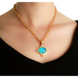 Elizabeth Locke 19K Yellow Gold Nile 'Cabochon Goddess with Chariot' Pendant