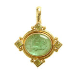 Elizabeth Locke 19K Yellow Gold Nile 'Cabochon Goddess with Chariot' Pendant