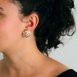 Elizabeth Locke 19K Yellow Gold Moonstone Daisy Earrings