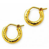Elizabeth Locke 19K Yellow Gold Baby Hammered Hoops Earrings
