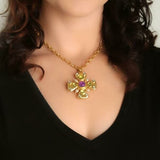 Elizabeth Locke 19K Yellow Gold Peridot, Amethyst and Tourmaline Brooch/Pendant