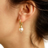 Elizabeth Locke 19K Yellow Gold Pearl and Diamond Earring Pendants