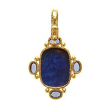 Elizabeth Locke 19K Yellow Gold Lapis 'Seated Whippet' and Iolite Pendant