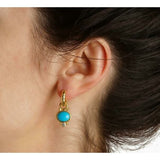Elizabeth Locke 19K Yellow Gold Sleeping Beauty Turquoise Earring Pendants