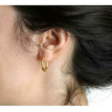 Elizabeth Locke 19K Yellow Gold Small Hammered Hoop Earrings