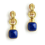 Elizabeth Locke 19K Yellow Gold Lapis Drop Earrings