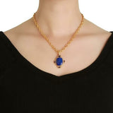 Elizabeth Locke 19K Yellow Gold Lapis 'Seated Whippet' and Iolite Pendant