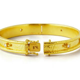 Elizabeth Locke 19K Yellow Gold Flat Thin Diamond Bangle