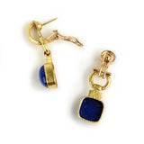 Elizabeth Locke 19K Yellow Gold Lapis Drop Earrings