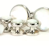 white mother of pearl studs and cufflinks