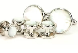 white mother of pearl studs and cufflinks