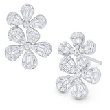 14k White Gold Double Flower Earrings