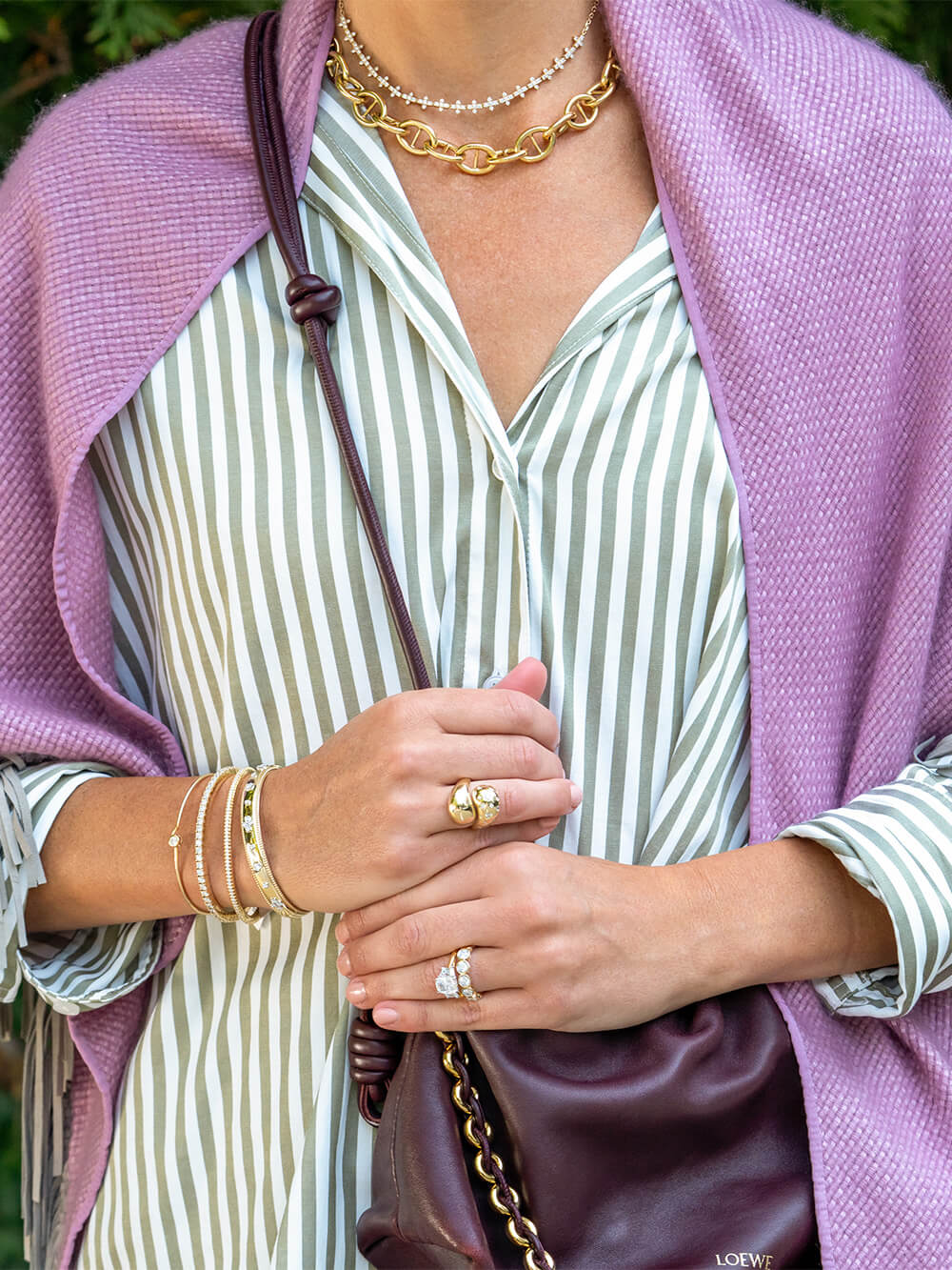 woman wearing fine jewelry from Laura Pearce Ltd.