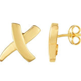 14K Yellow Gold Large X Stud Earrings